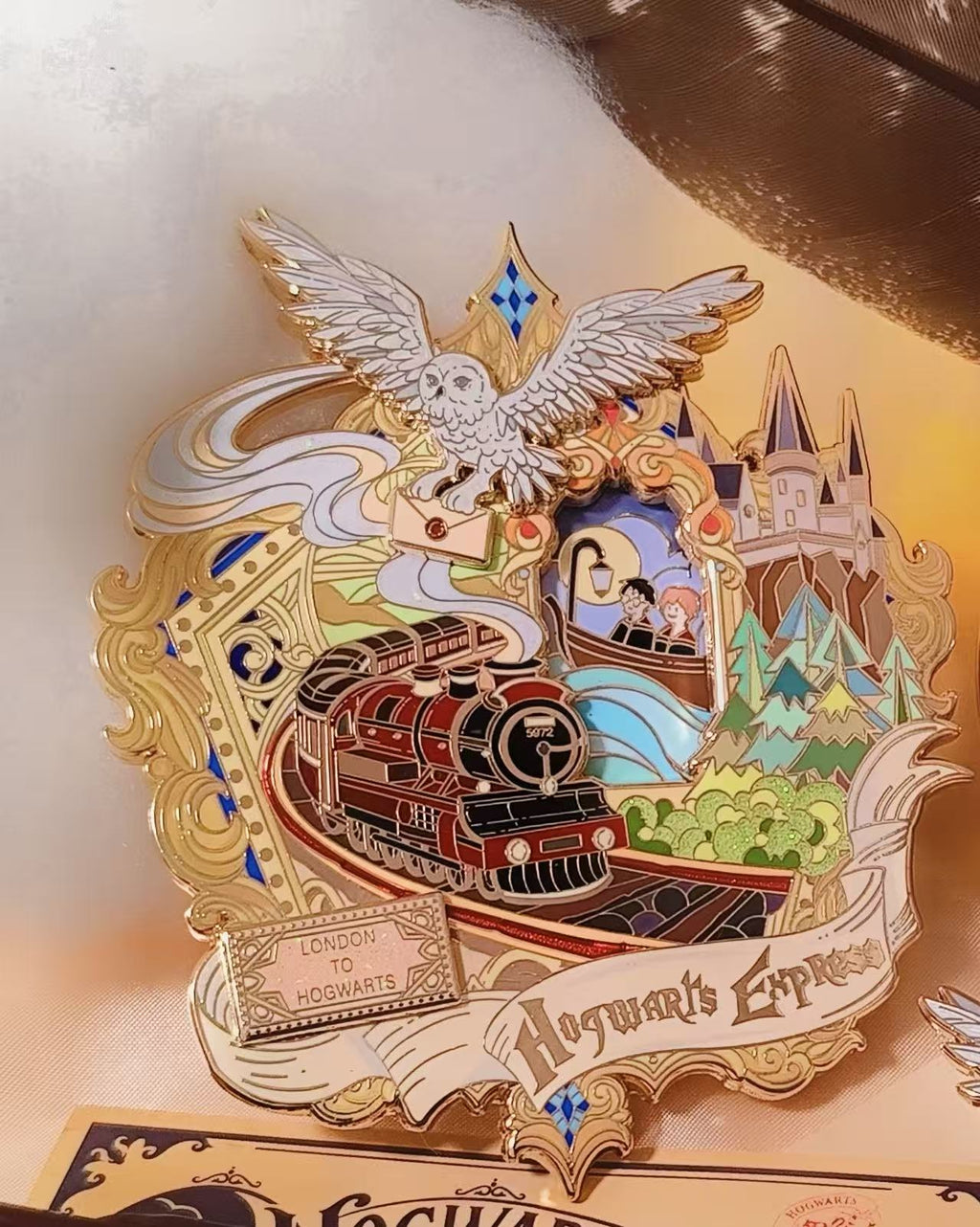 The Hallowed Journey: Kinetic Hogwarts Express Relief (24k Gold Plated)