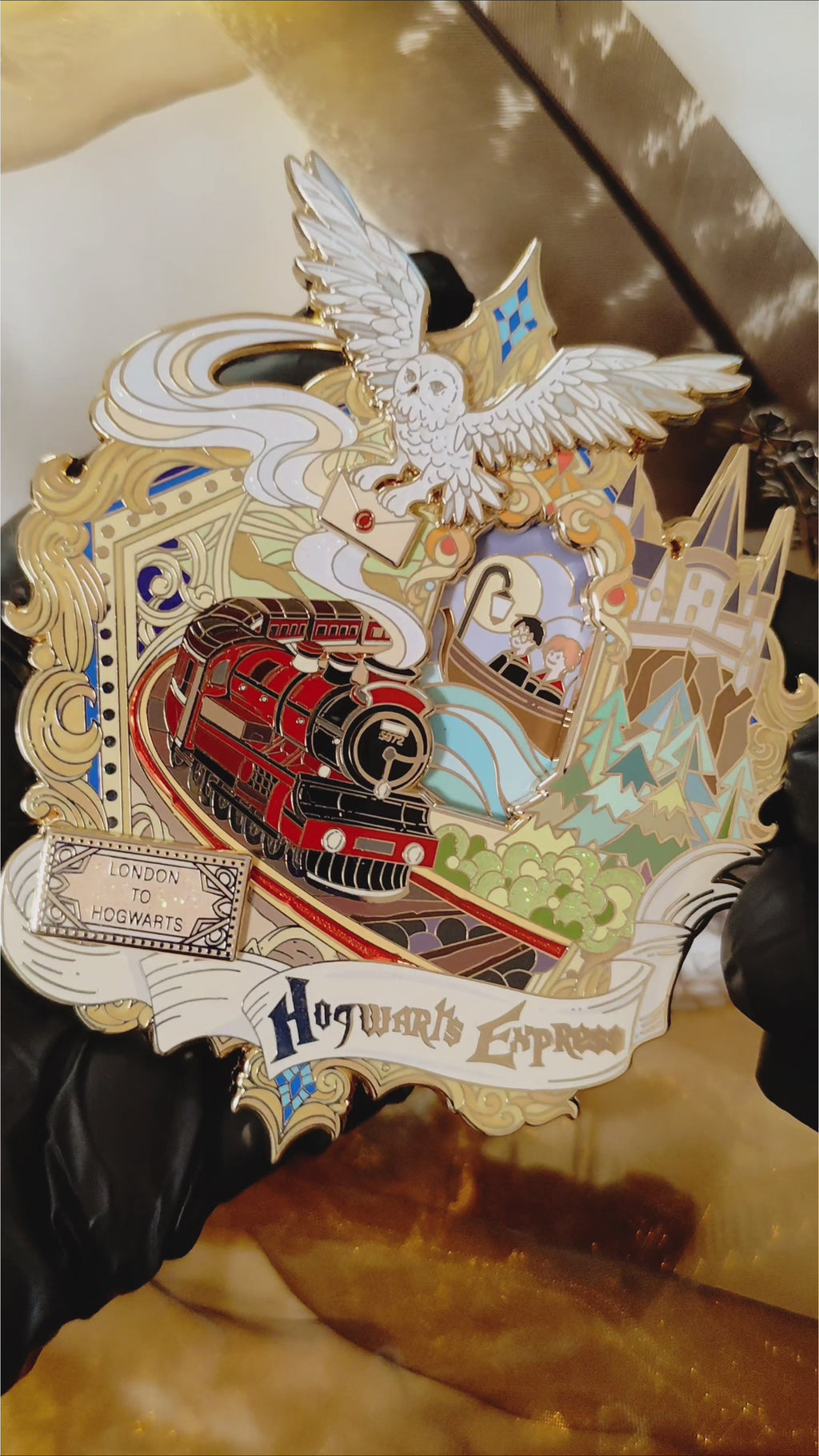 The Hallowed Journey: Kinetic Hogwarts Express Relief (24k Gold Plated)